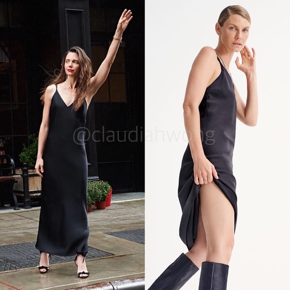 GWYN Olson Satin Backless Maxi Slip Dress in Black - Picture 4 of 11